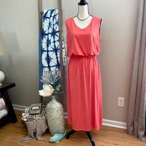 Joan Rivers Large Soft Orange Midi Dress w Pockets